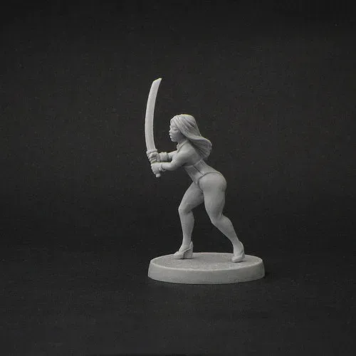 Brother Vinni Girl with Sword figurine fantasy 28 mm katana