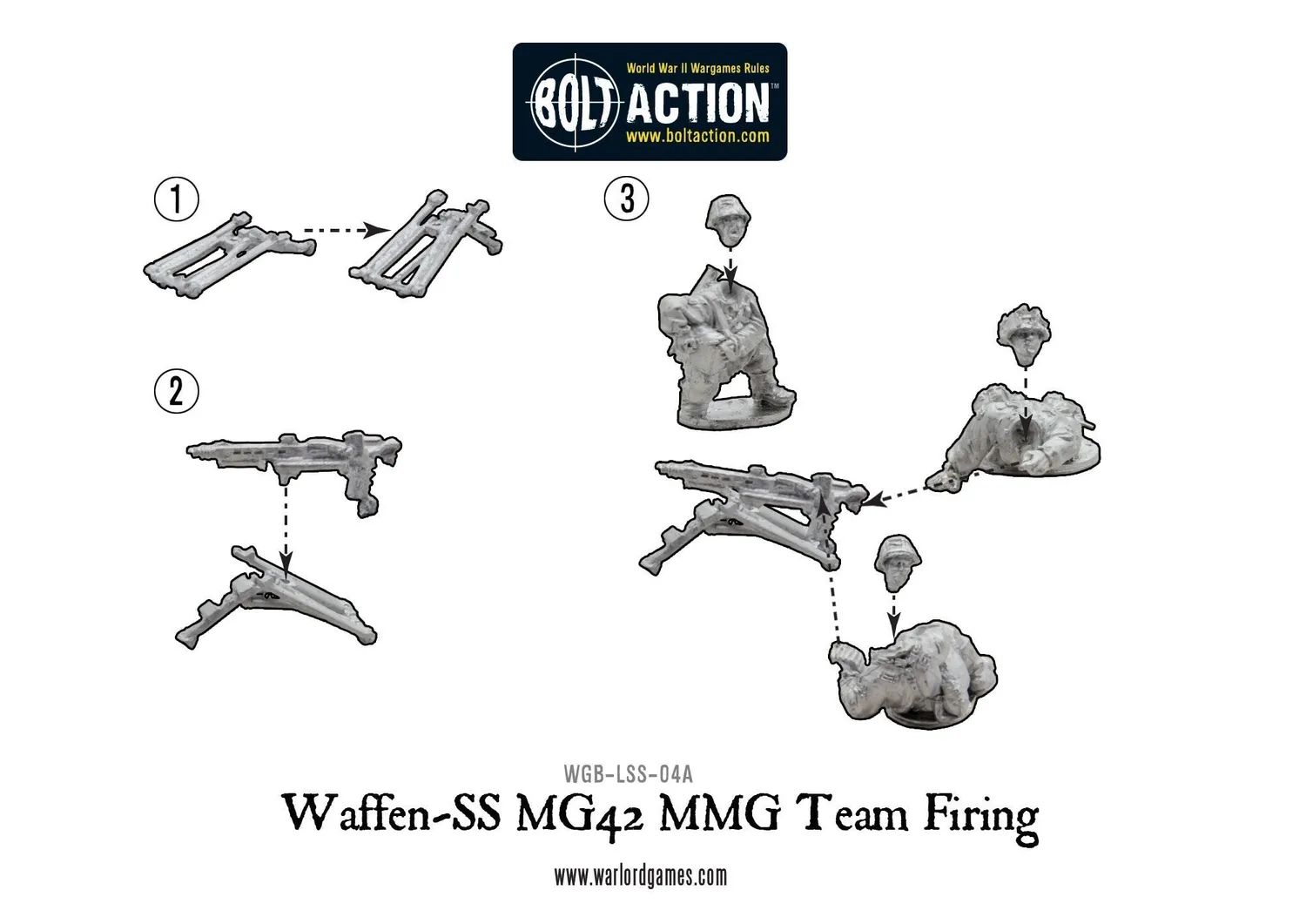 Bolt Action Waffen-SS MG42 équipe MMG figurines métal