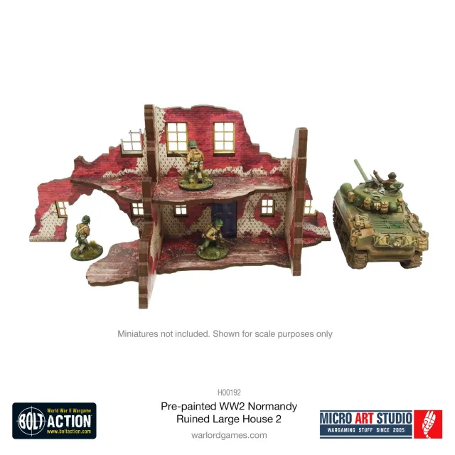Bolt Action Normandy Ruined Large House 2 décor pré-peint