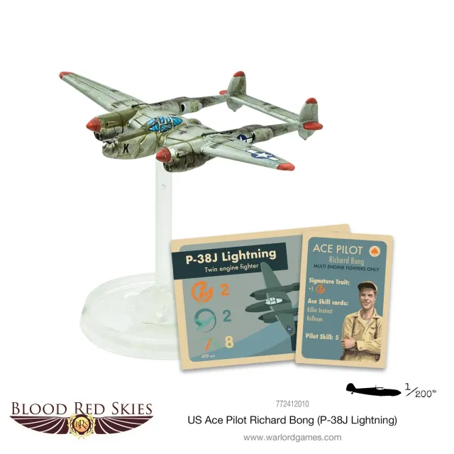 Bolt Action Blood Red Skies US Ace Pilot Richard Bong avion P-38J