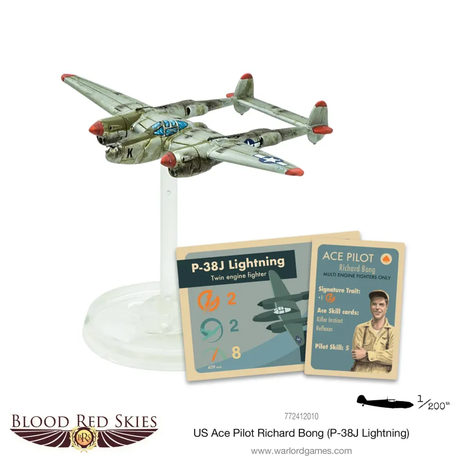 Bolt Action Blood Red Skies US Ace Pilot Richard Bong avion P-38J