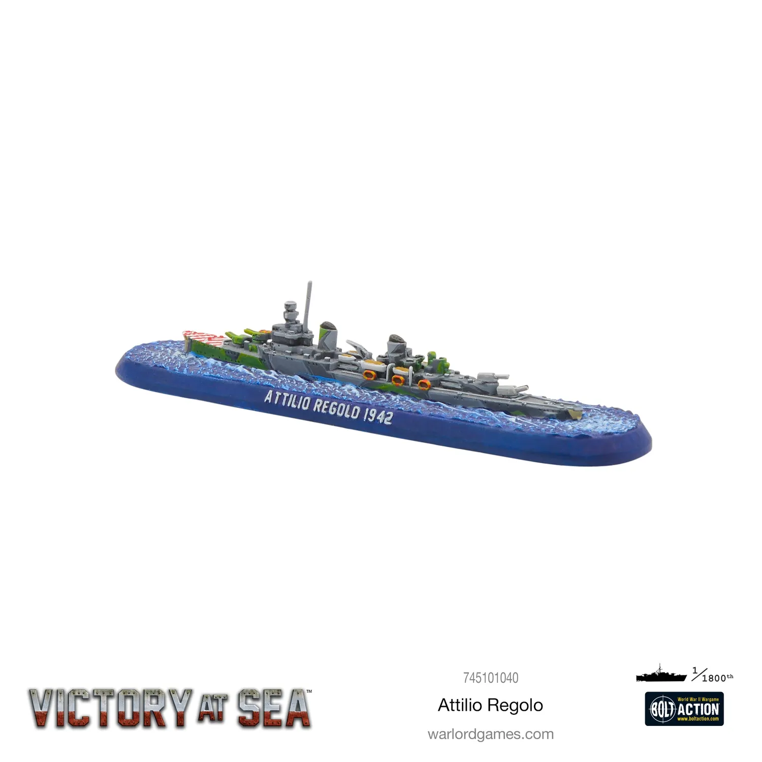 Bolt Action Victory at Sea Attilio Regolo croiseur résine