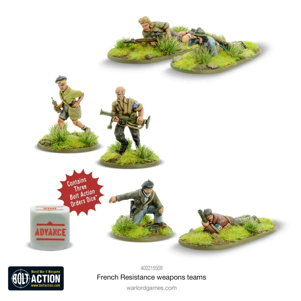 Bolt Action Résistance française équipes armes figurines