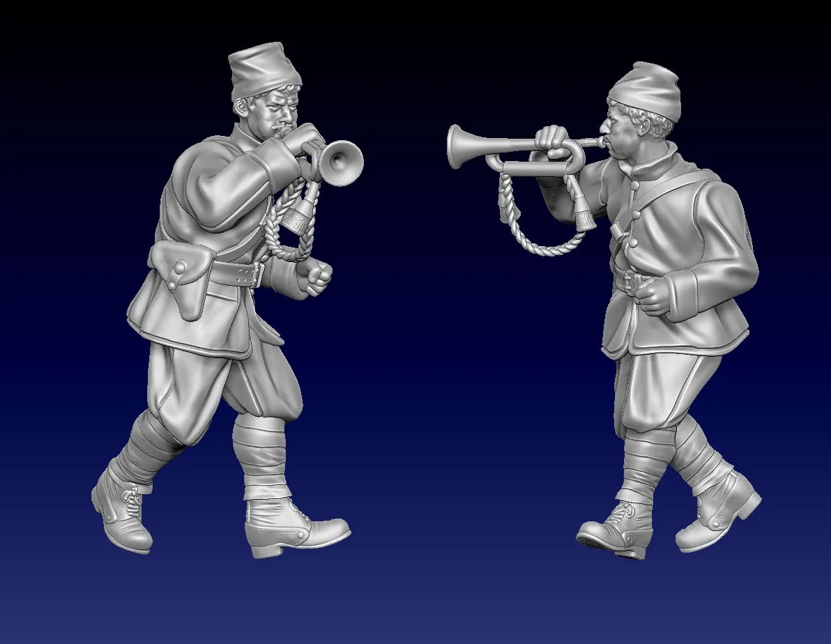 Des Tranchées aux Barricades Officier Français Clairons fichier STL 28mm