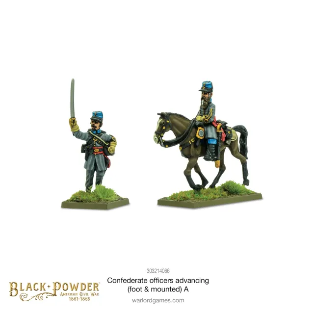 Black Powder Confederate Officers advancing figurines officiers x2
