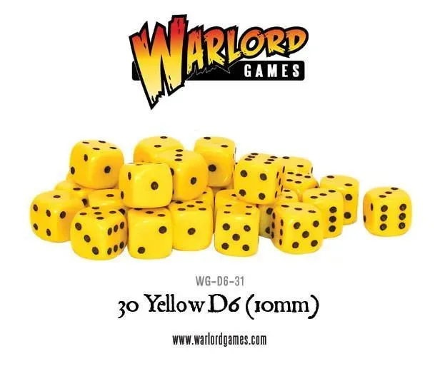Bolt Action Dés jaunes D6 10mm lot de 30 dés