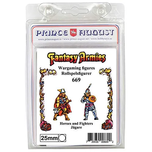 Prince August PA669 Fantasy 2 héros moule 25 mm métal