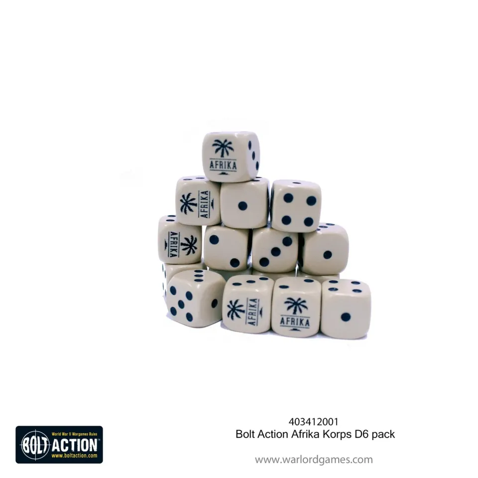 Bolt Action Afrika Korps D6 pack dés 16 pièces emblème allemand