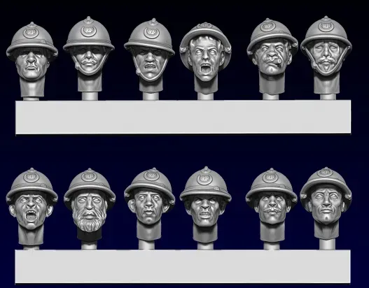 Des Tranchées aux Barricades têtes Adrian croissant fichier STL 28mm