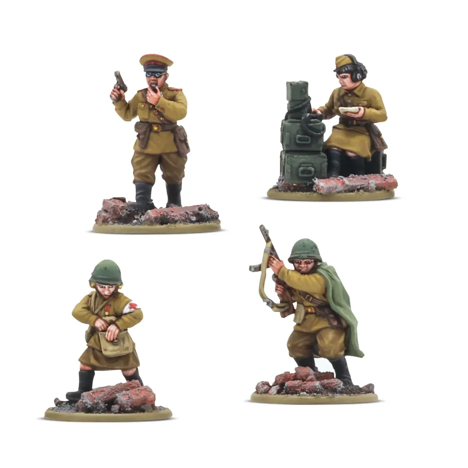 Bolt Action Soviet Infantry HQ figurines QG résine x4