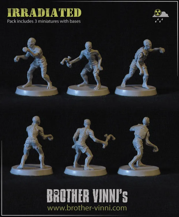 Brother Vinni irradiés zombies figurine résine 28mm x3