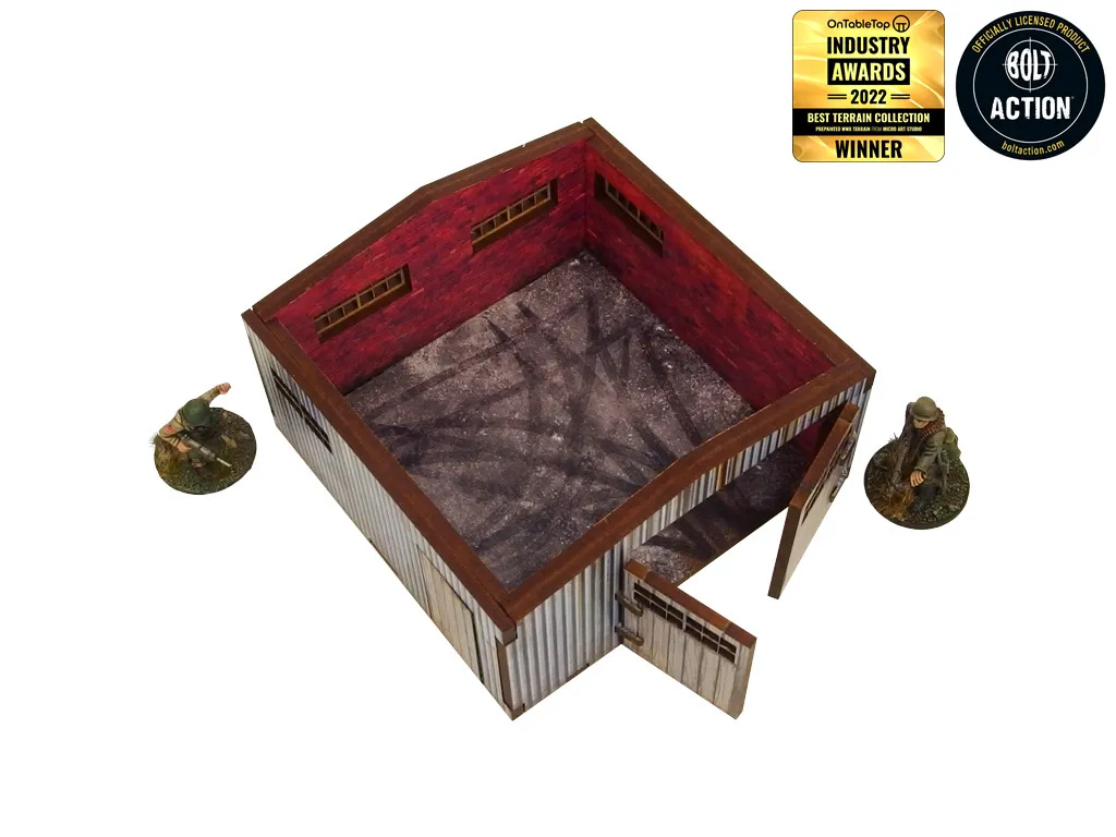 Des Tranchées aux Barricades Grand Hangar tôle décor 28mm MDF