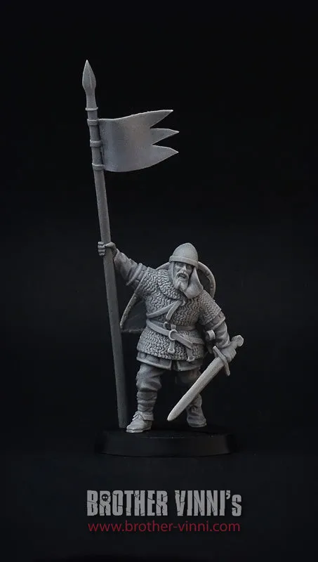 Brother Vinni Knight Standard Bearer figurine résine 28mm porte-étendard