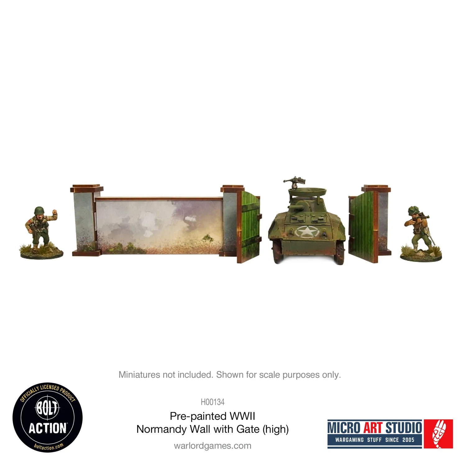 Bolt Action WW2 Normandy Walls with Gate mur prépeint haut 80 cm