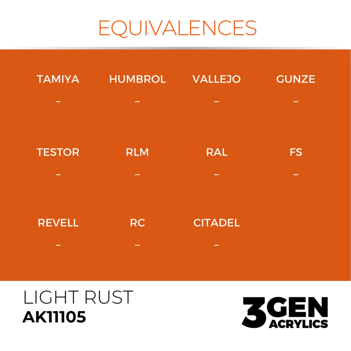 AK Interactive 3Gen Light Rust peinture acrylique 17ml rouille