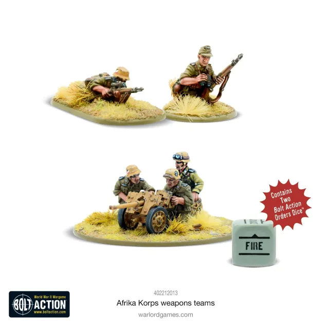 Bolt Action Afrika Korps weapons teams équipes de soutien résine