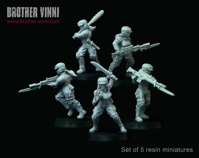 Brother Vinni Guard Girls figurines résine 28mm x5 mêlée