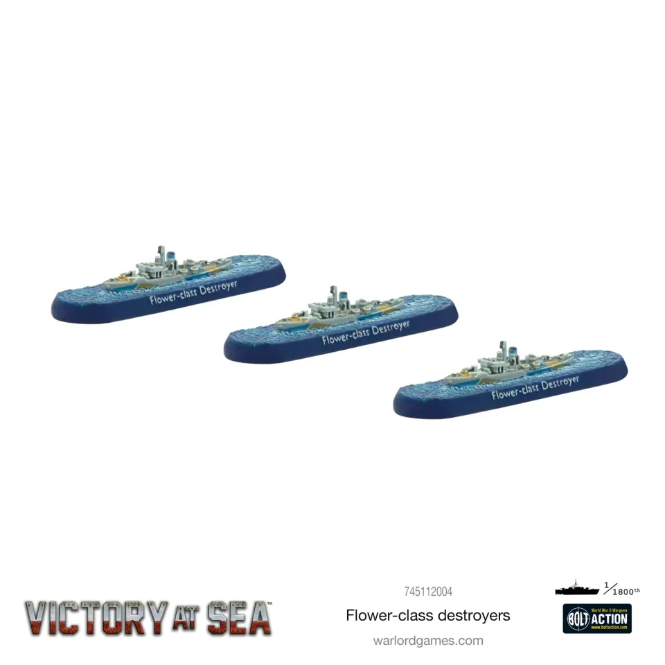 Bolt Action Victory at Sea Flower-class destroyers navires résine x3