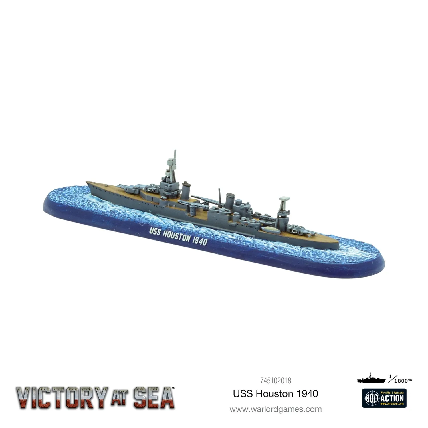 Bolt Action Victory at Sea USS Houston croiseur lourd américain résine métal