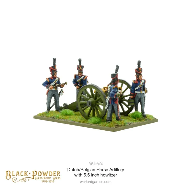 Black Powder Napoleonic Dutch-Belgian Horse Artillery with 5.5-inch howitzer figurines