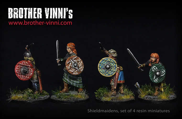 Brother Vinni Shield Maidens lot 4 figurines résine 28mm vikings