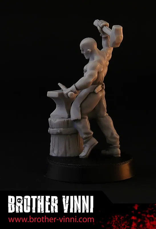 Brother Vinni Forgeron figurine résine 28mm au travail