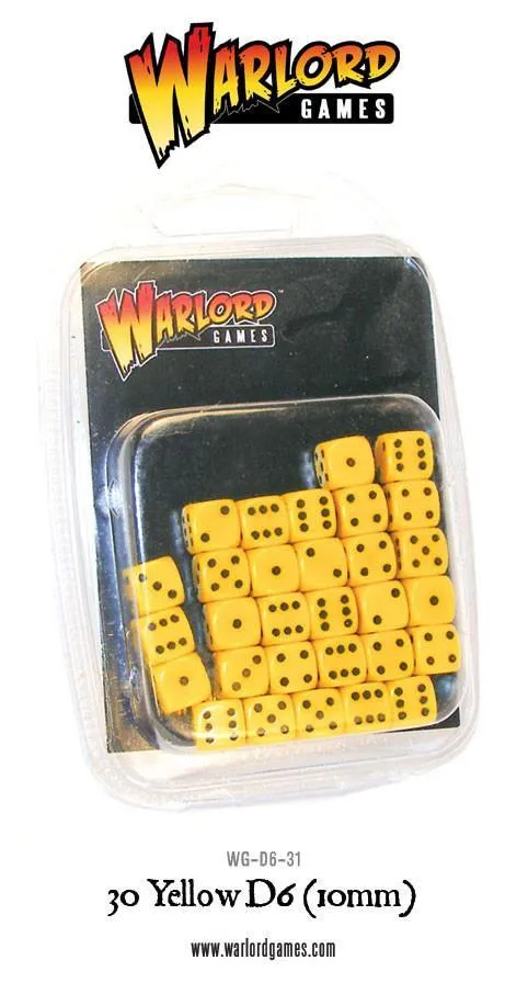 Bolt Action Dés jaunes D6 10mm lot de 30 dés
