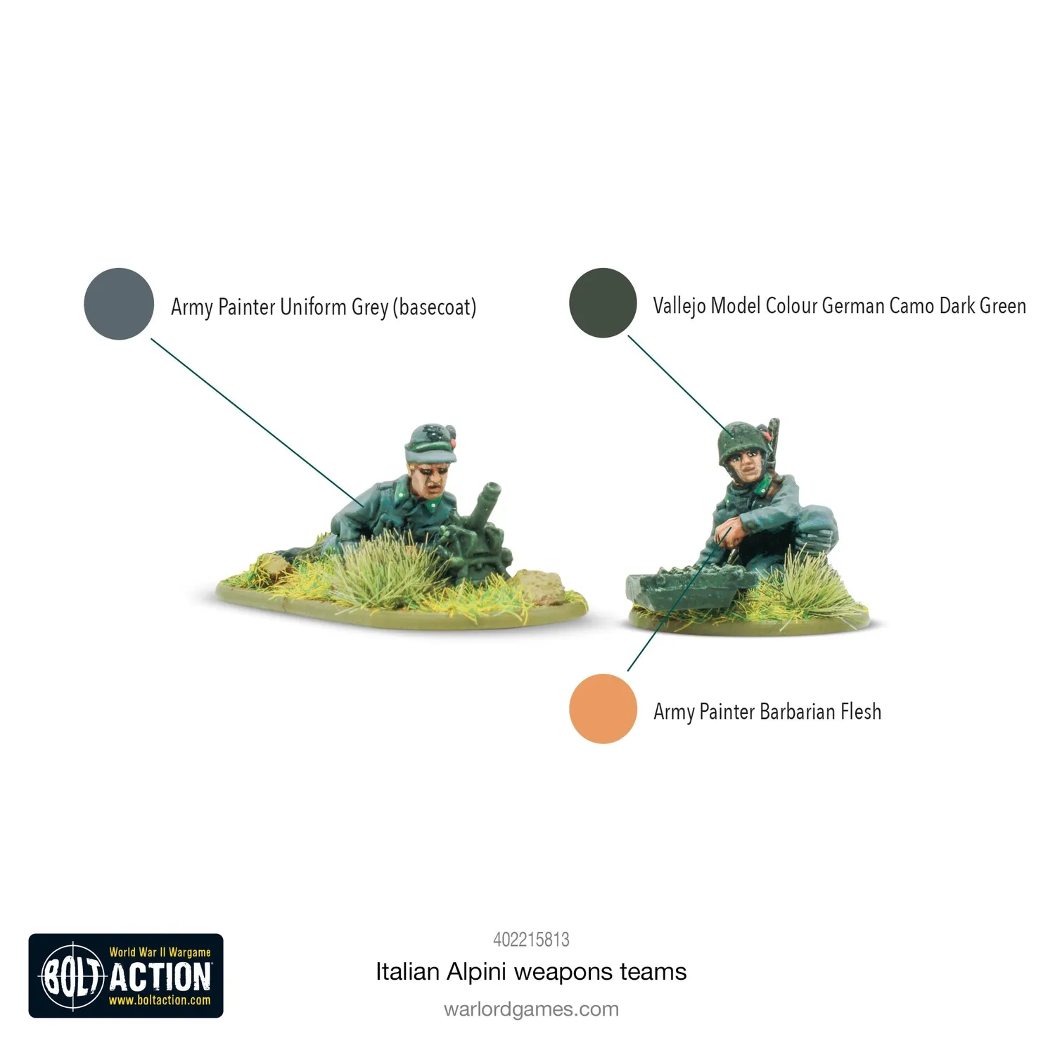Bolt Action Italian Alpini Weapons Teams équipes d’armes en résine