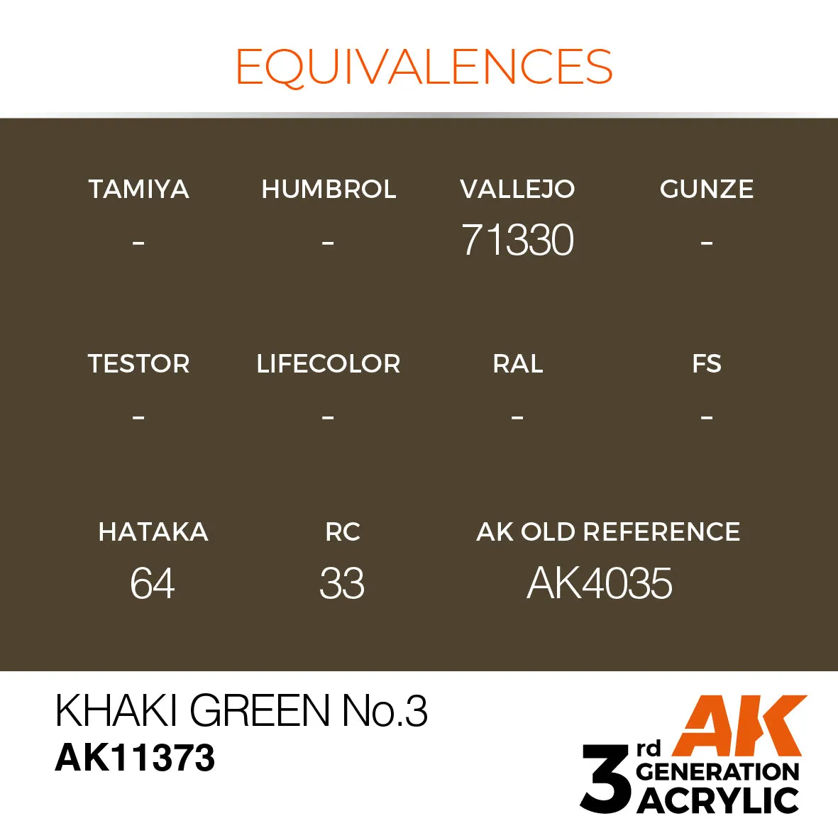 AK Interactive 3Gen Khaki Green N°3 peinture acrylique verte 17 ml