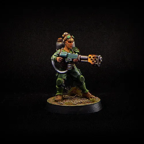 BROTHER VINNI Female Flamer figurine 28 mm résine lance-flammes