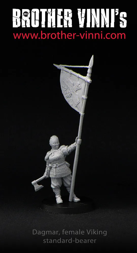 Brother Vinni Viking Banner Bearer figurine résine 28mm femme