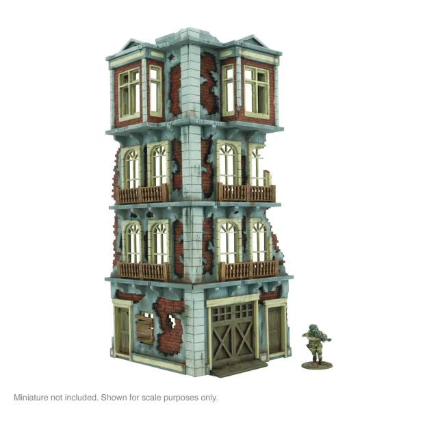 Bolt Action City in Ruins Corner 4 étages décor MDF