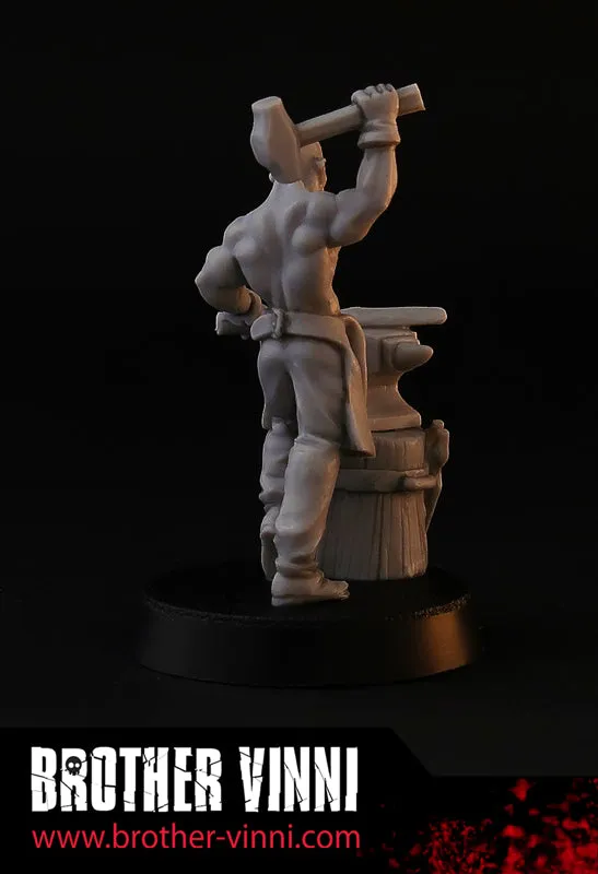 Brother Vinni Forgeron figurine résine 28mm au travail