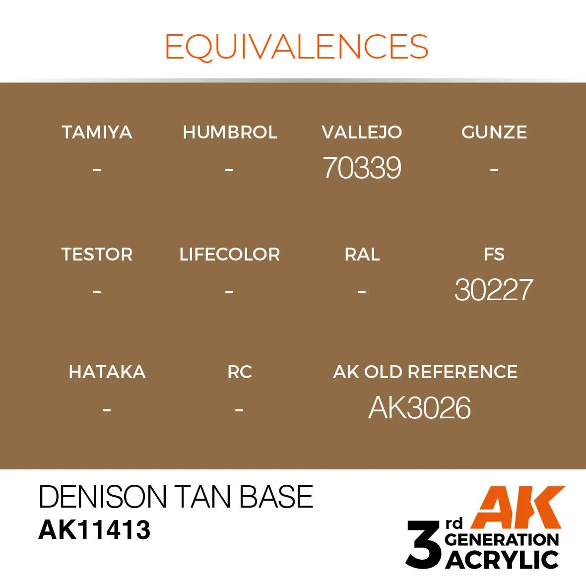AK Interactive 3Gen Denison Tan Base peinture acrylique marron