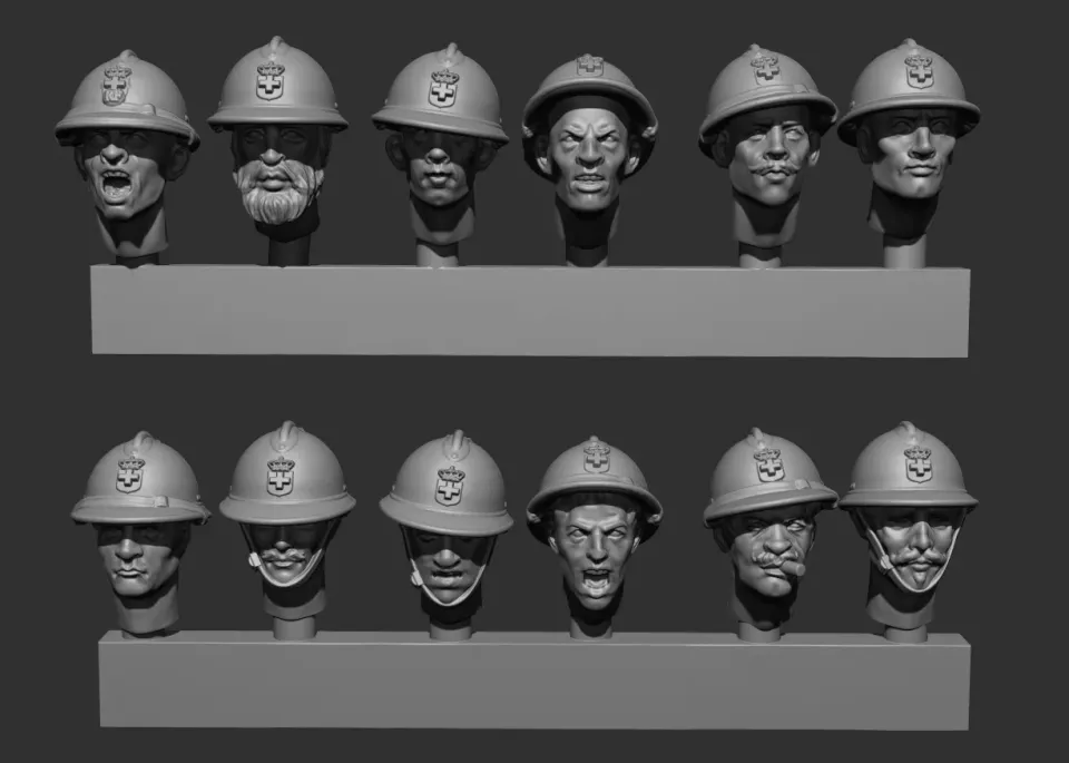 Des Tranchées aux Barricades Têtes Adrian grec fichier STL 28mm
