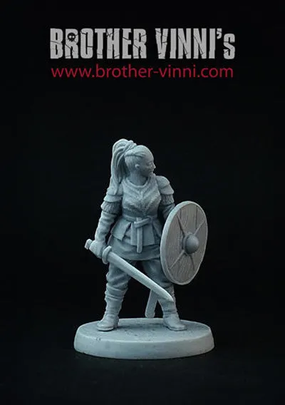 Brother Vinni Shield Maiden figurine résine 28mm viking