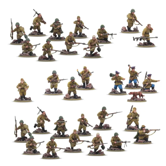 Bolt Action Soviet Army Infantry Platoon boîte 30 figurines été