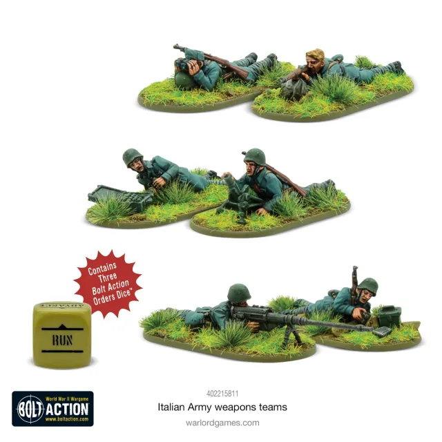 Bolt Action Italian Army Weapons Teams équipes d’armes résine