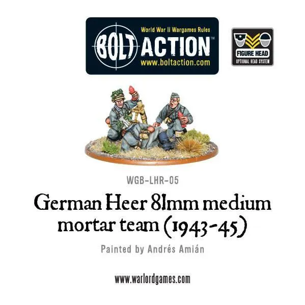 Bolt Action Bolt Action German Heer 81mm medium mortar team mortier métal