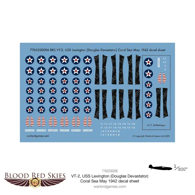 Bolt Action BRS VT-2 USS Lexington Douglas Devastator décalcomanies 1:200