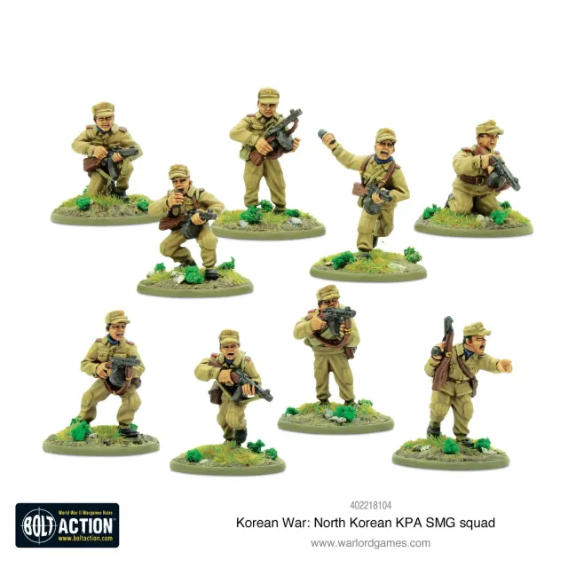 Bolt Action Korean War: North Korean KPA SMG squad figurines métal