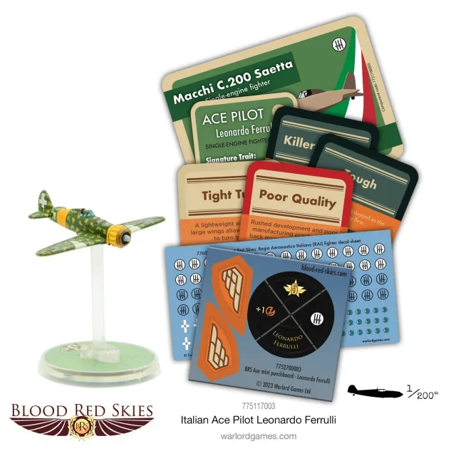 Warlord Blood Red Skies Ferrulli Macchi C.200 figurine avion résine