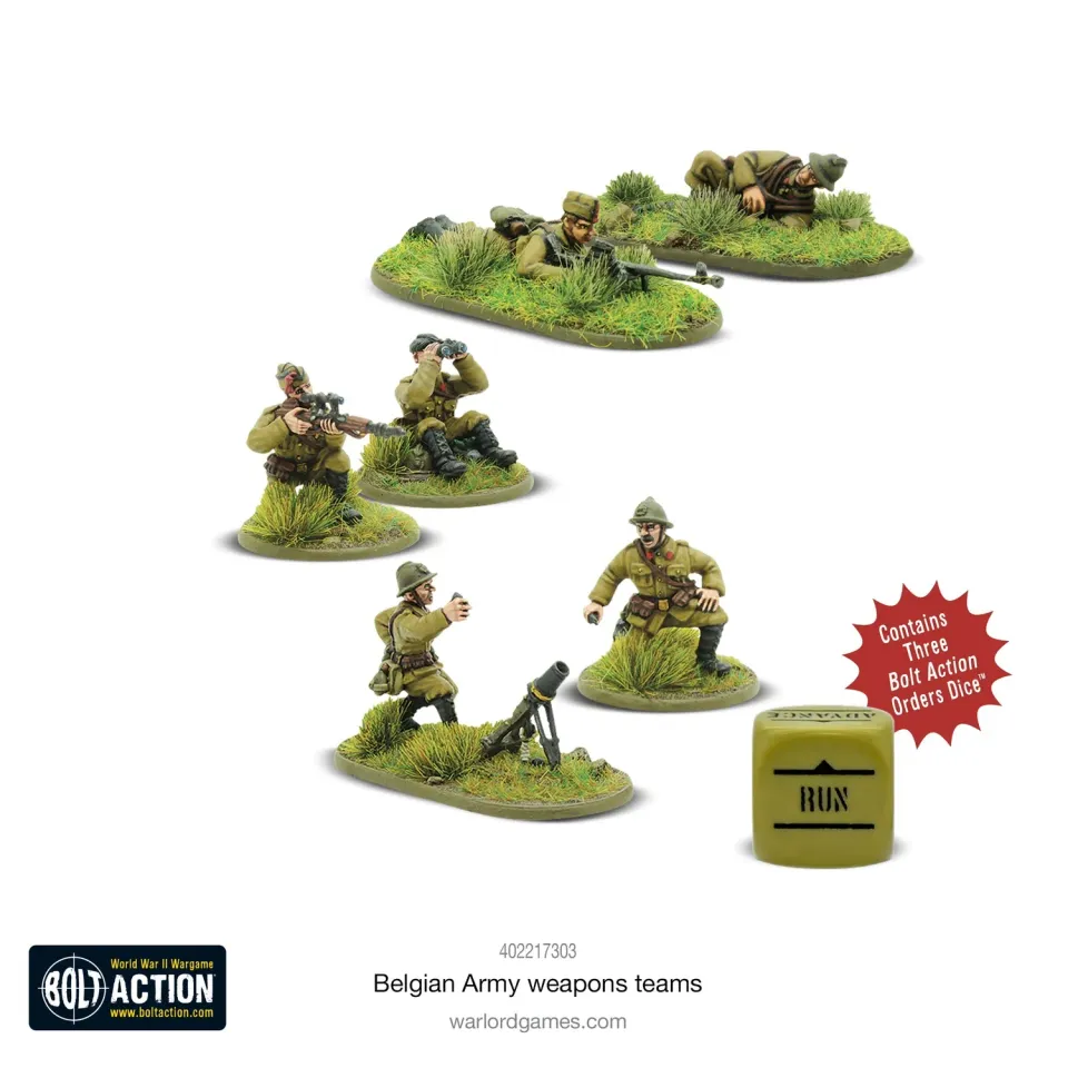 Bolt Action Belgian Army weapons teams figurines