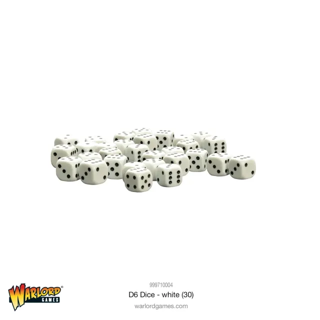 Bolt Action D6 dés blancs 10 mm lot de 30