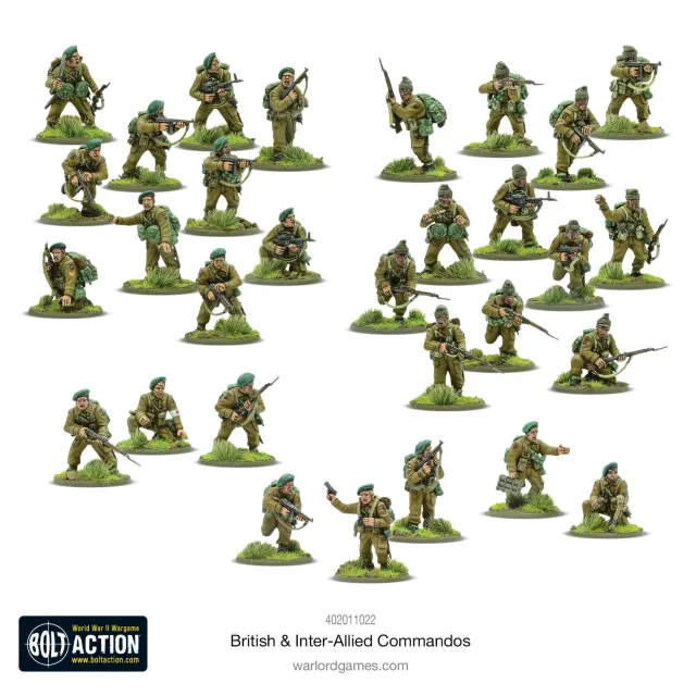 Bolt Action British & Inter-Allied Commandos figurines plastique 30 pièces