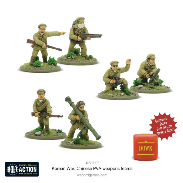 Bolt Action Korean War Chinese PVA weapons teams figurines soutien