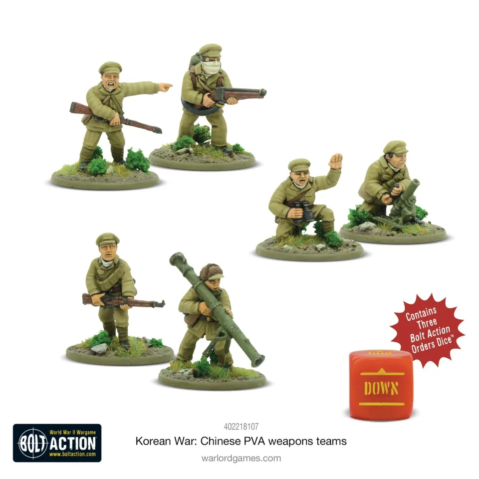 Bolt Action Korean War Chinese PVA weapons teams figurines soutien