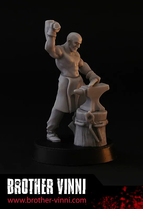 Brother Vinni Forgeron figurine résine 28mm au travail