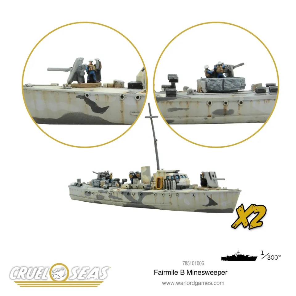 Bolt Action Cruel Seas Fairmile B Minesweeper bateau résine métal