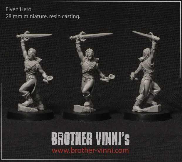 Brother Vinni High Elf figurine résine 28mm guerrier épée